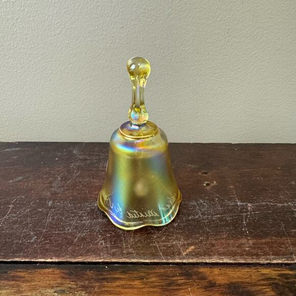 Fenton Amber Carnival Glass Hand painted Floral‎ 50th Anniversary Bell - Picture 3 of 8